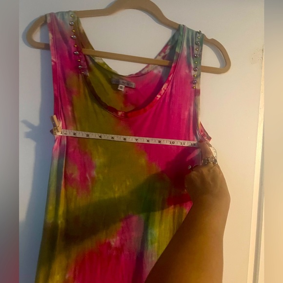 🌹COCO MEZON EUC Stunning Boho Tie Dye Pink/Green Embroidered Beaded Sz S Dress! - Picture 5 of 10
